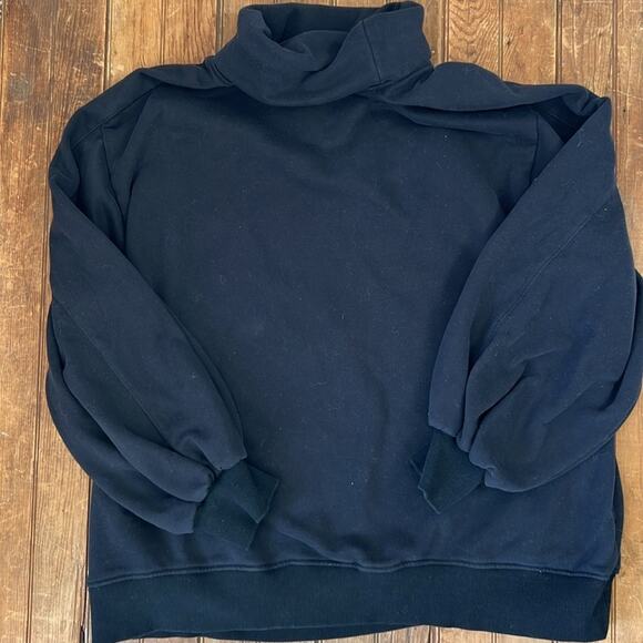 Nap women’s oversized boxy turtleneck, sweatshirt balloon sleeves, black - Picture 7 of 7